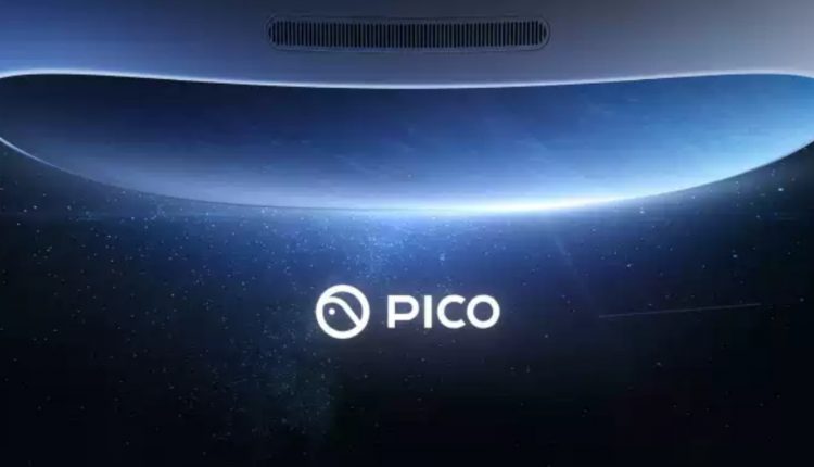 Oculus Quest 2: Promotional Pico 4 VR headset banner with text and blue tinted headset