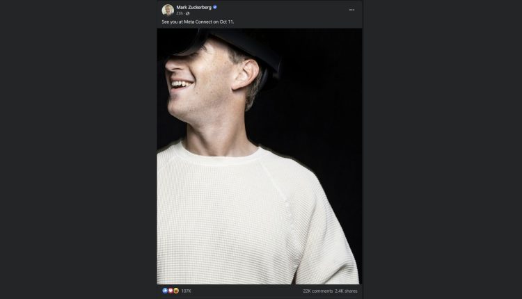 Meta CEO Mark Zuckerberg wearing Project Cambria VR headset