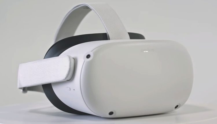 Oculus Quest 2 VR headset on white backdrop