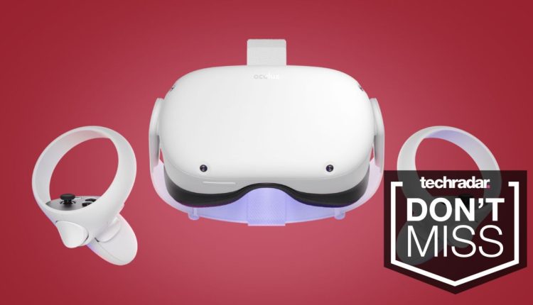 The Oculus Quest 2 next to a sign saying "Don